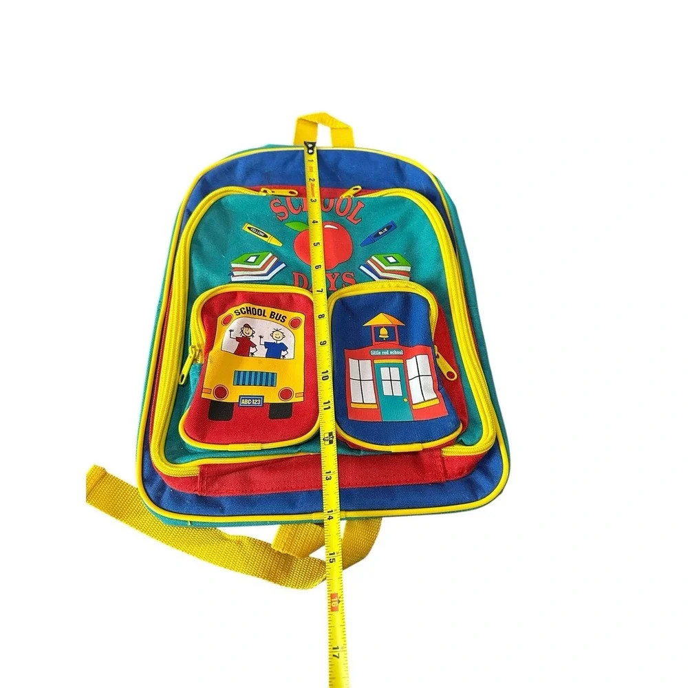NEW vintage 80s 90s theme toddler pre k backpack‎ bus school apple SAFARI KIDS